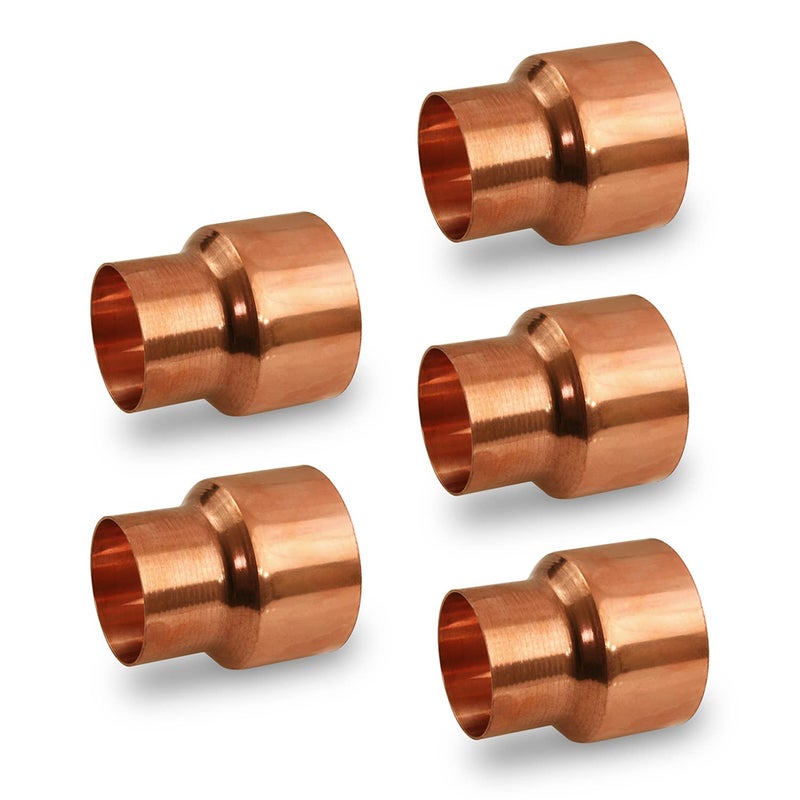 SUPPLYGIANT Supply Giant DDSD0122-5 Reducing Copper Coupling Fittings With Sweat Ends And Rolled Tube, 1/2 X 3/8 Inch - Image 1